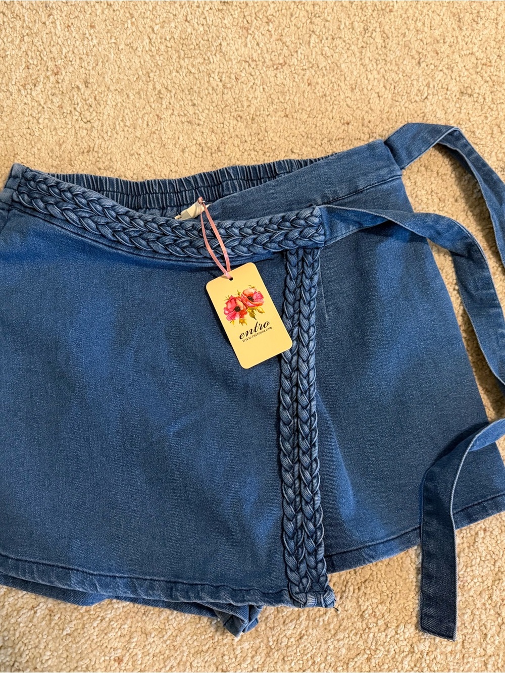 entro Blue Denim Braided Skort